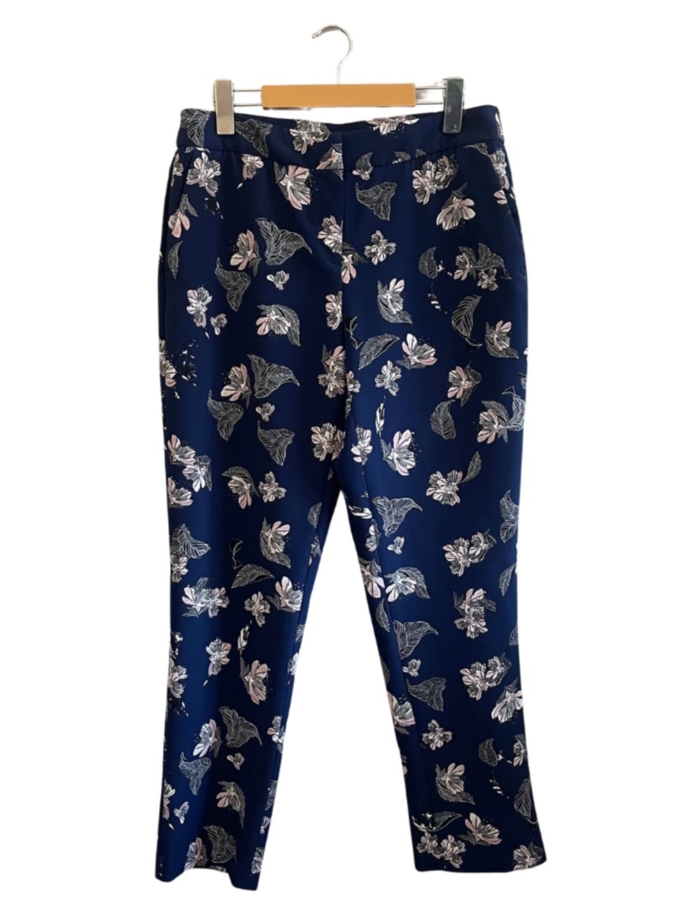 Dalia Navy w Baby Pink & White Floral Ankle Pants – Size 8 EUC